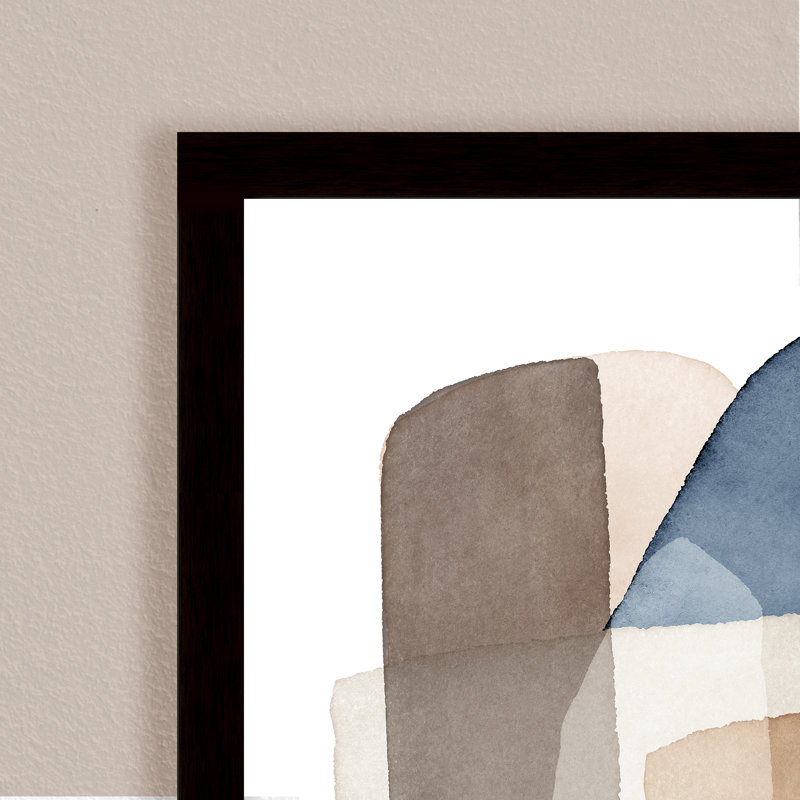 Abstract Blue Brown Blocks by  - Picture Frame Painting on Paper, 24" H x 16" W
