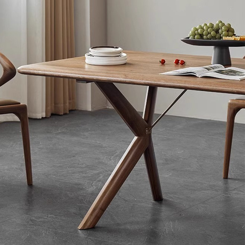 Walnut all solid wood dining table set, 29.53"H x 70.87"L x 35.43"W