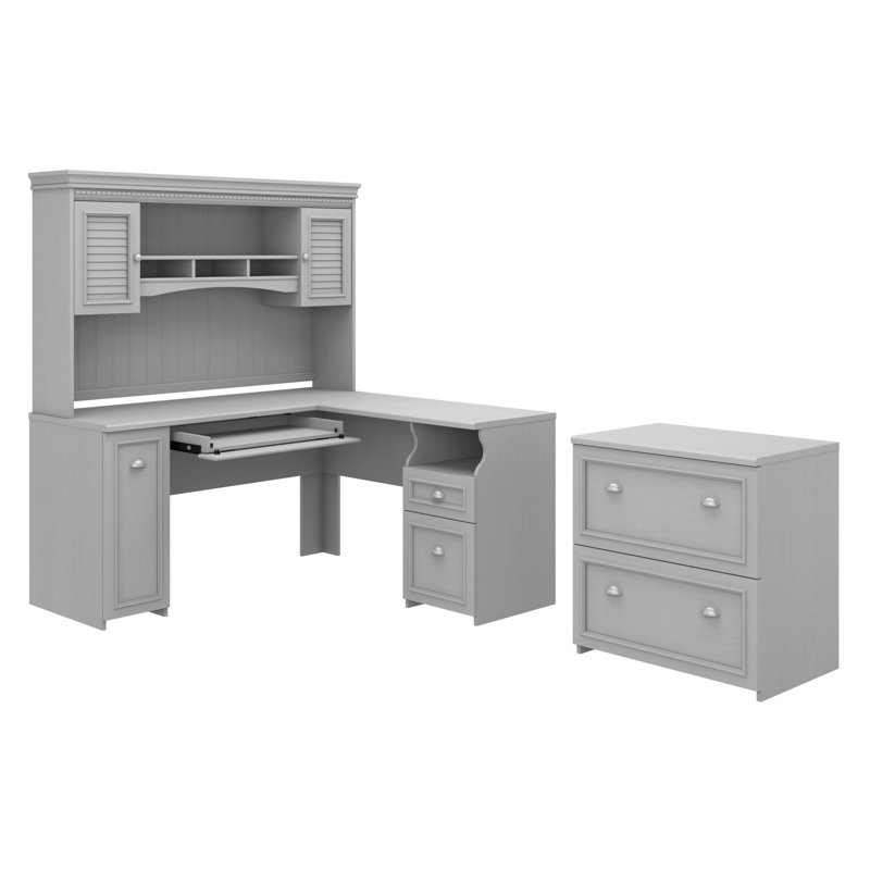 Huckins 3 Piece Computer Desk Office Set, Cape Cod Gray