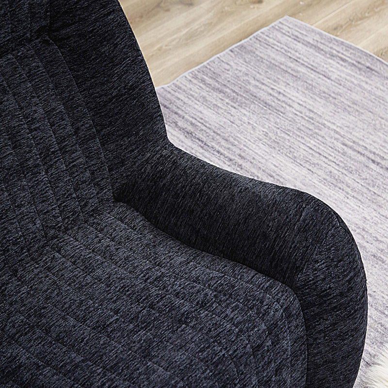 Fauteuil d'appoint surdimensionné avec repose-pieds, Noir