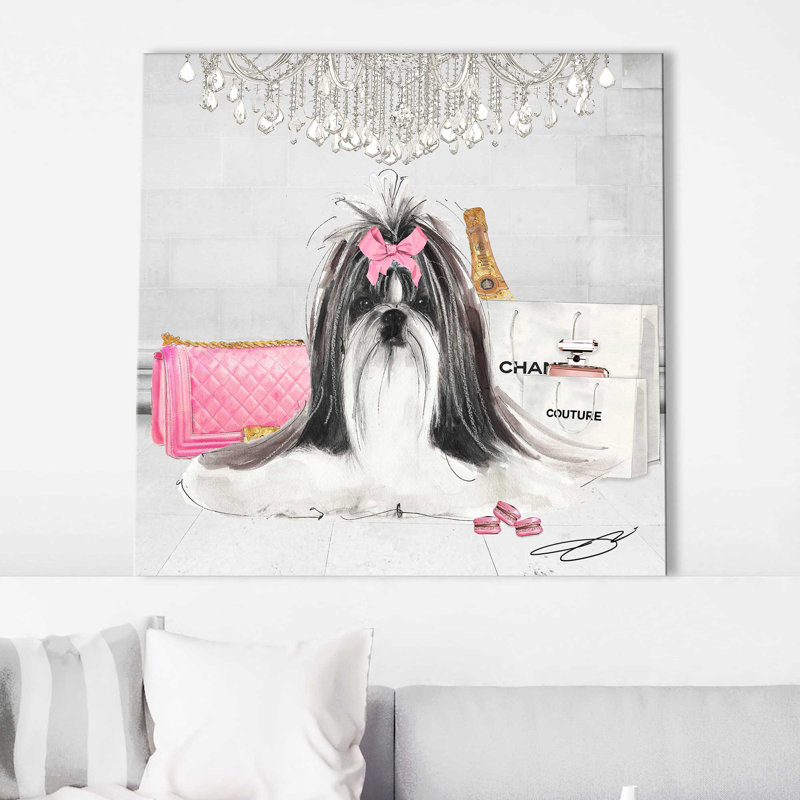 Fashionista Shih Tzu (Square) par By Jodi - impression, H 24 po x l 24 po x 1,5 po, Toile tendue