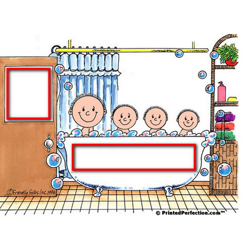Ensemble de 4 sous-verres personnalisables pour l'heure du bain, trois enfants avec papa, Yes