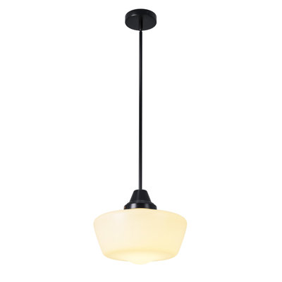 Alisiya 1-E26 40W Opal Glass Shade Mid-Century Pendant Light Fixture