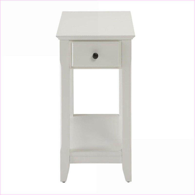 Bois massif blanc Table basse en MDF avec tiroir & amp; Tablette, rangement durable pour le salon