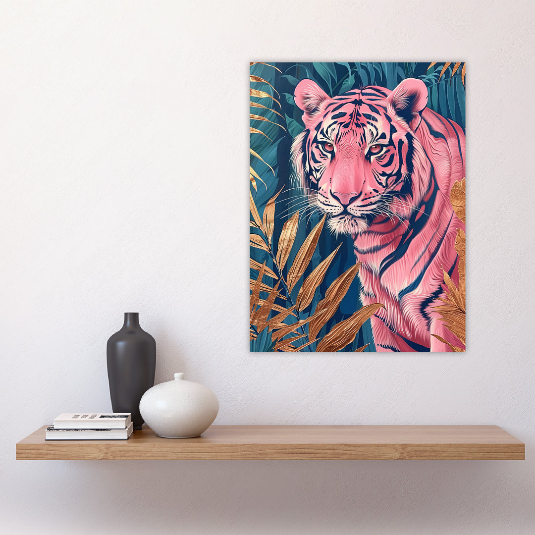 Majestic Pink Tiger in Tropical Jungle Wall Art Print