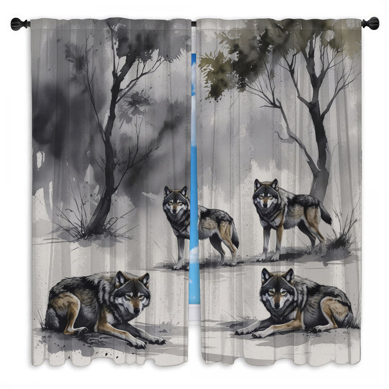 Rideaux obscurcissant gris et loups gris, 20 po x 60 po - 2 panneaux, Obscurcissement de chambre