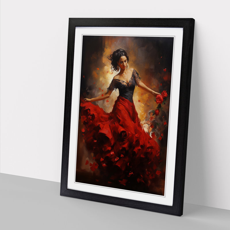 Flamenco Dancer Informel - Single Picture Frame Print on Wood, Black Framed, 46cm H x 34cm W