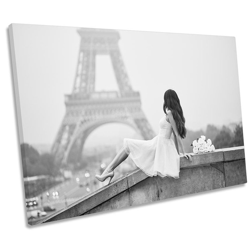 Fashion Woman Eiffel Tower - Wrapped Canvas Print, 30.5cm H x 45.7cm W x 2cm D