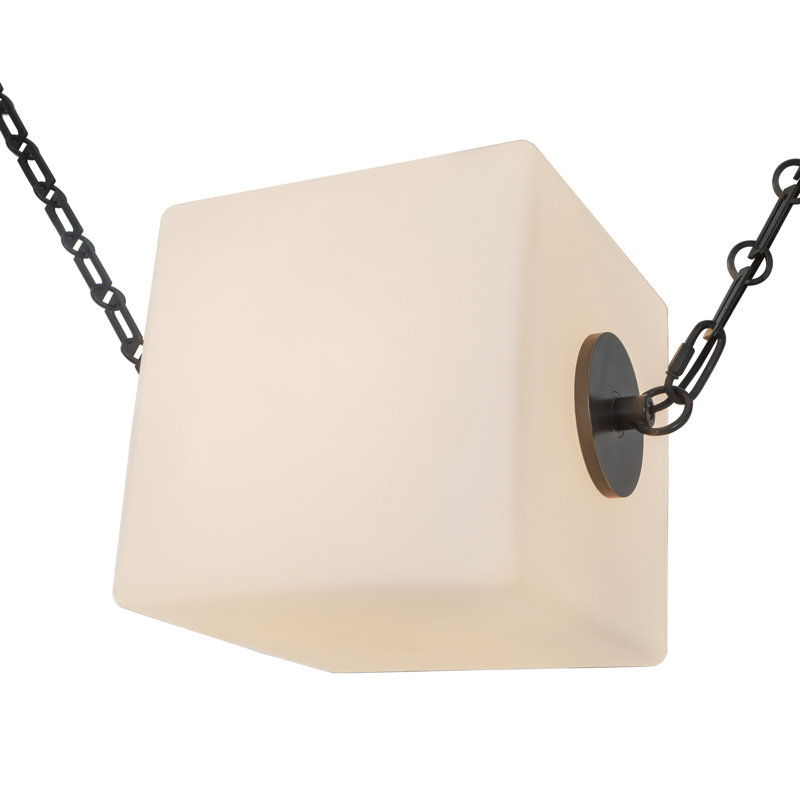 Mineral 5-Light Brass dimmable LED Chandelier, Opal Glass, Oil Rubbed Bronze