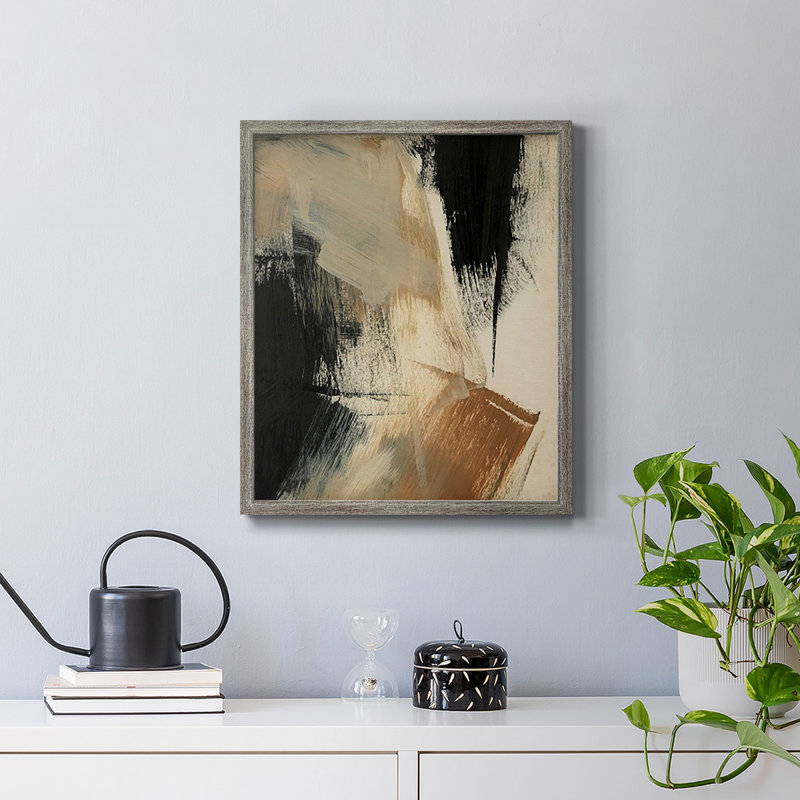Toile encadrée de qualité supérieure Baked Paintstrokes V - prête à être accrochée, Gris, H 20 po x l 16 po