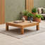 Table basse d'extérieur en bois d'acacia avec panneau à lattes au design moderne-315495013