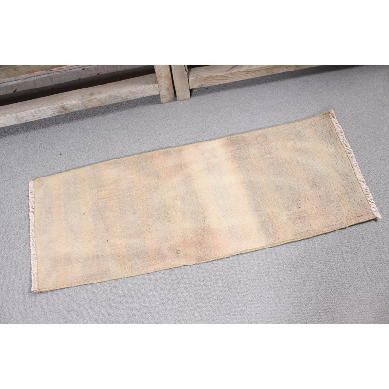 Petit tapis d'entrée de style rétro anatolien en kilim turc beige tissé à la main