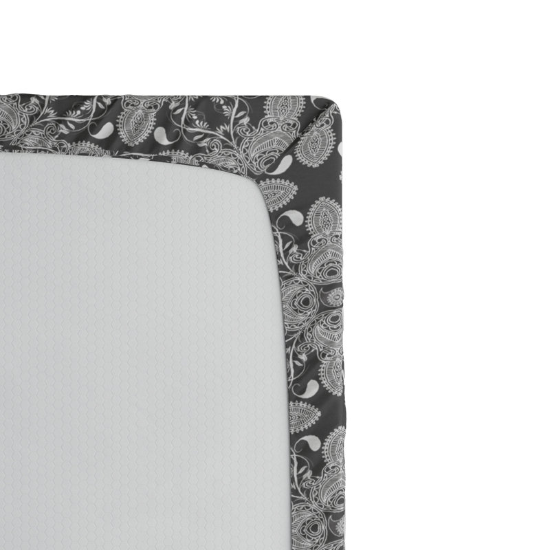 Black and White Paisley Microfiber Twin XL Fitted Sheet