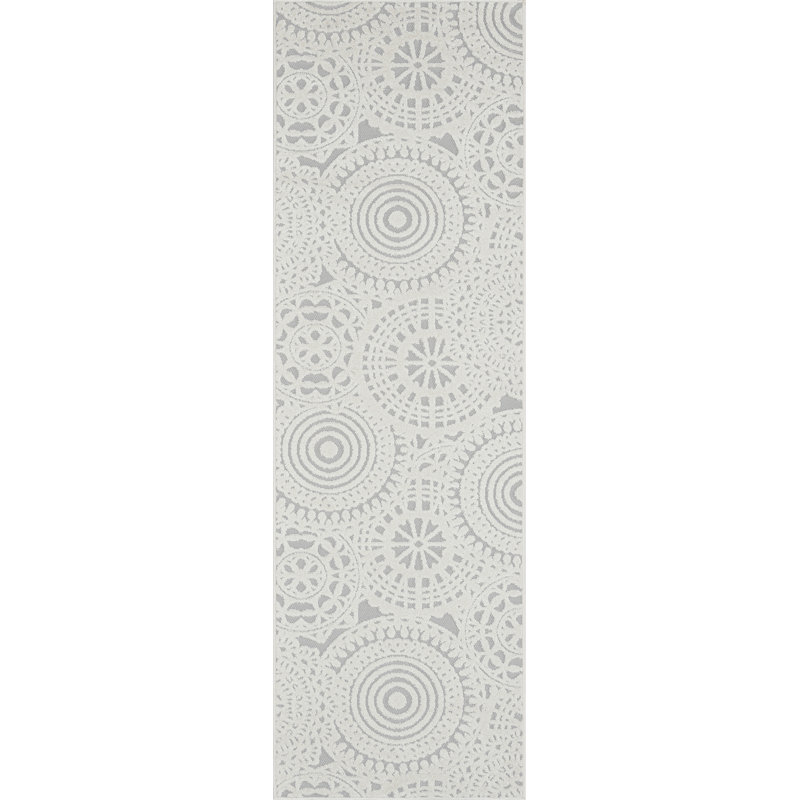 Tapis d'intérieur / extérieur gris Fadi, Tapis de couloir 2 pi 2 po x 7 pi 3 po