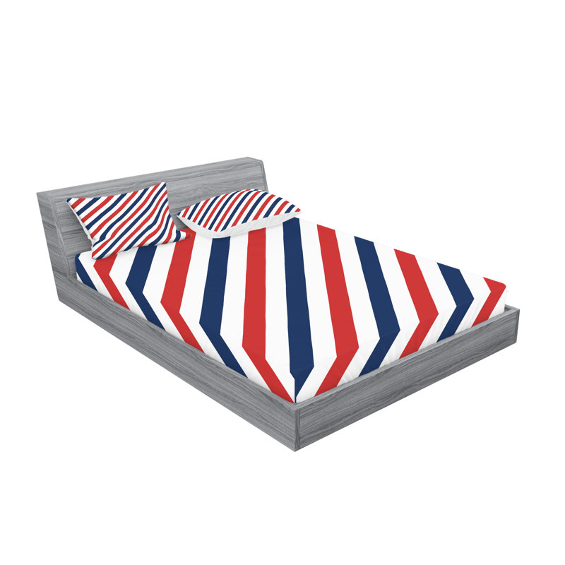 Drap-housse et coussin décoratif à rayures Ambesonne Harbour bleu rouge blanc