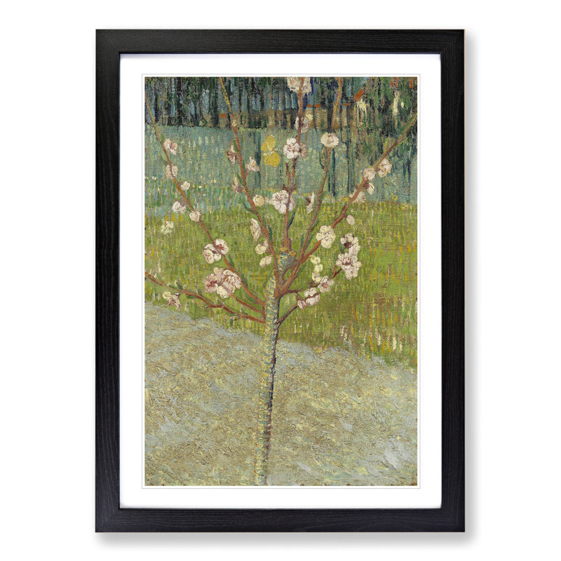 Peach Tree in Blossom by Vincent Van Gogh - Picture Frame Painting on MDF, Black Framed, 48cm H x 36cm W x 2cm D