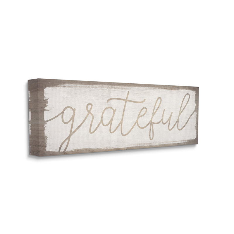 " Whimsical Grateful Phrase Distressed Wood Pattern " by Daphne Polselli, Wrapped Canvas, 24" H x 10" W x 1.5" D