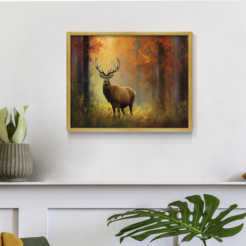 Faune - IV - Reproduction encadrée - Restickable, H 16 po x l 20 po, Or