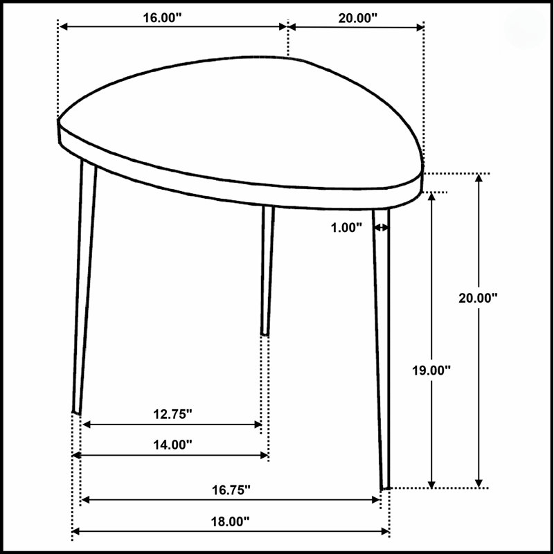 Table de bout triangulaire en bois massif Xander avec pieds évasés, parfaite pour les espaces de vie modernes et élégants
