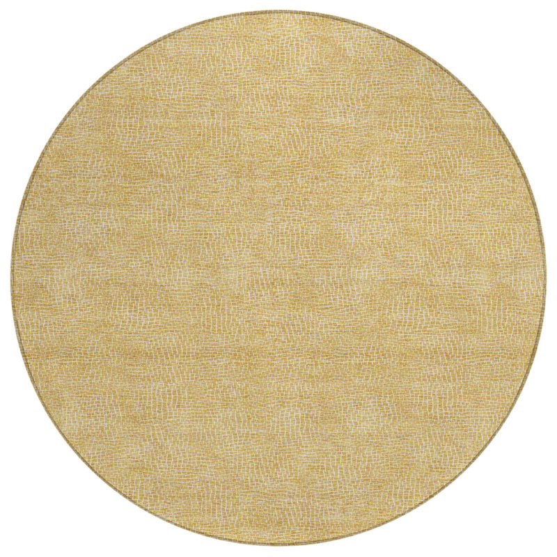 Tapis d'intérieur rond lavable géométrique doré 8 pi HomeRoots