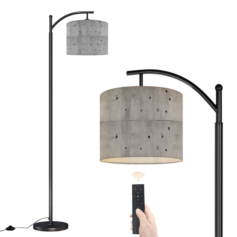 Lampe sur pied Arc avec abat-jour réglable en béton gris