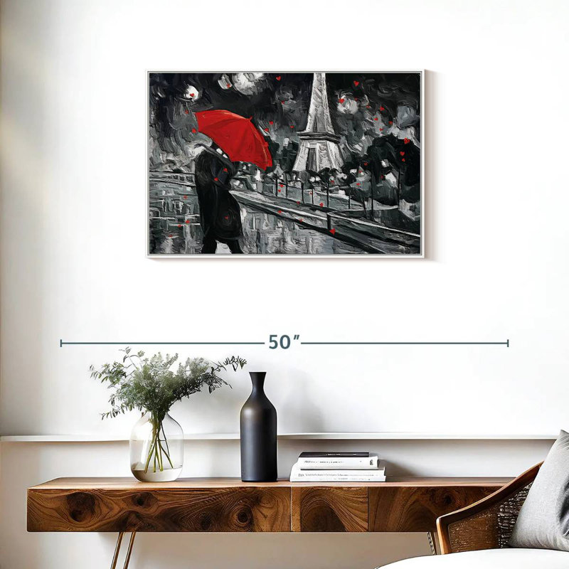 Paris Night Couple Pop, Cadre flottant blanc, 31 po x 21 po