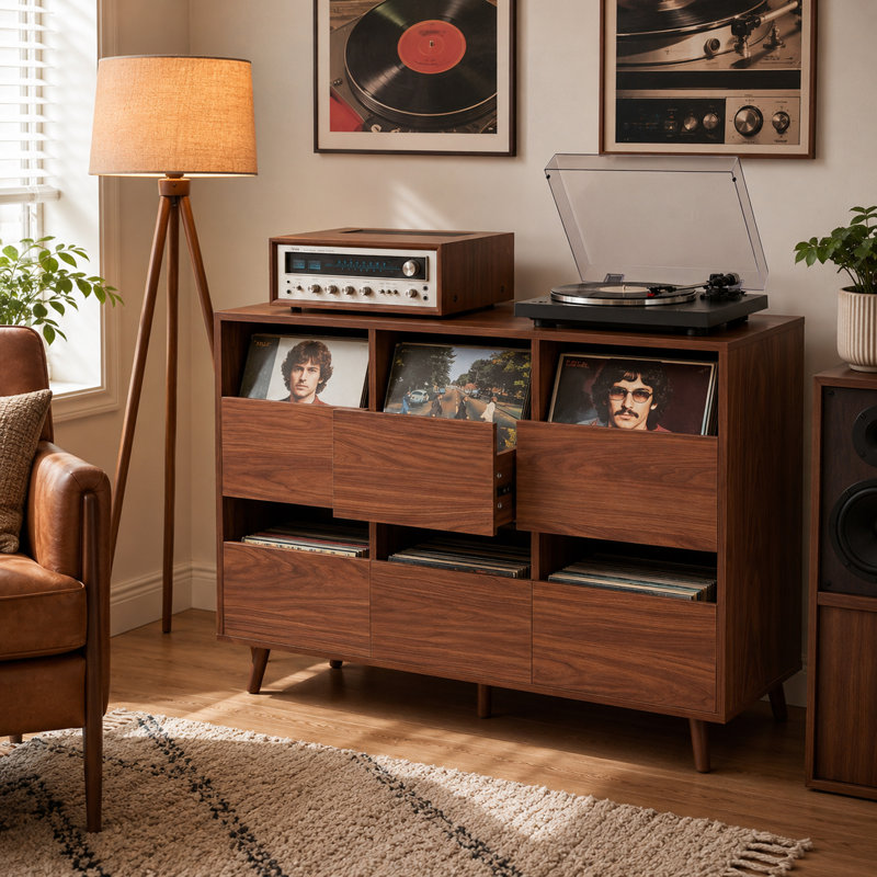 47,1 "Support pour tourne-disque Mid Century