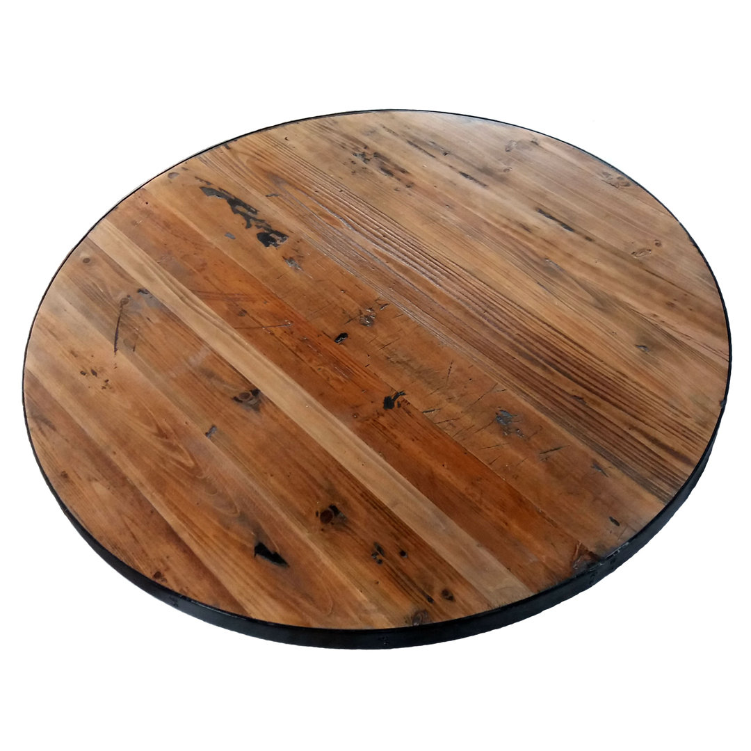 The Rustic Prairie Round Table Top with Metal Edge  Heirloum Size: 1.5" H x 42" L x 42" W