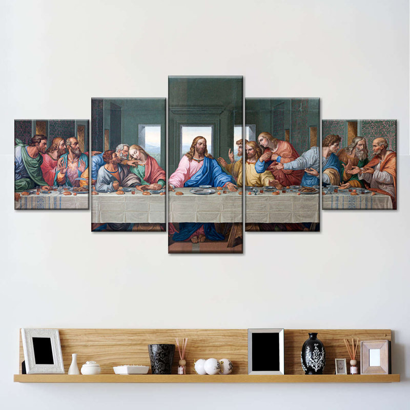 The Last Supper - Ensemble de 5 toiles tendues, H 36 po x l 80 po x P 1,25 po