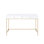 High Gloss White Desk With Two Storage Compartments And Gold Base Contemporary Study Table In Finish Drawers