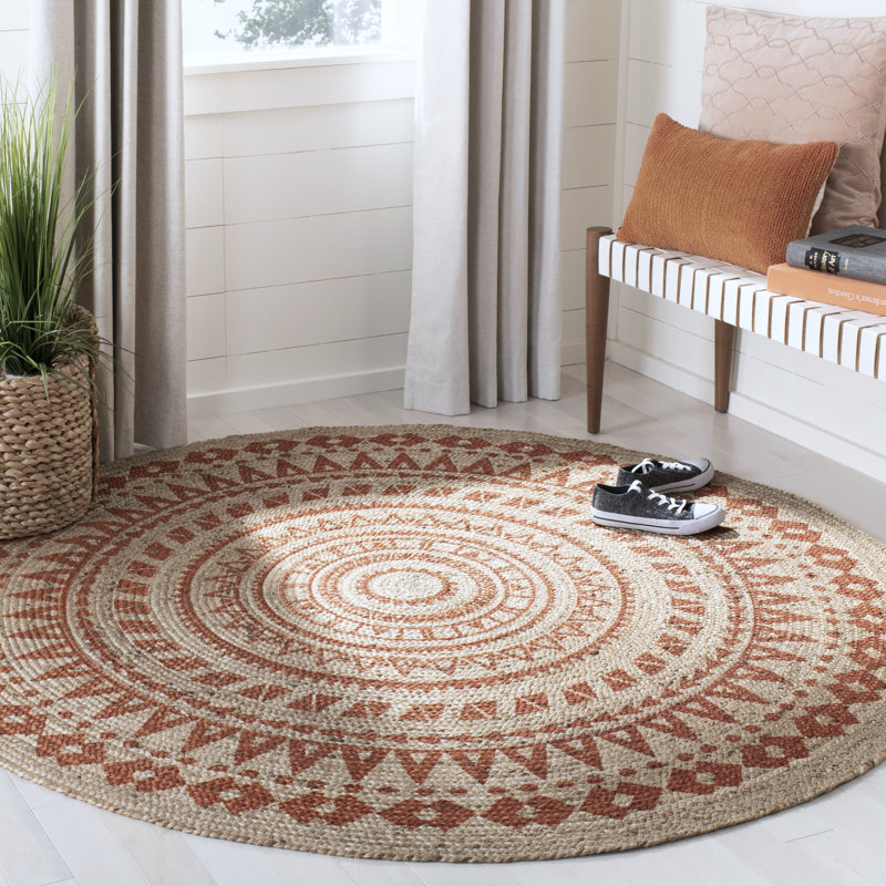 Desroches Hand Woven Jute Oriental Rug, Round 5' x 5'