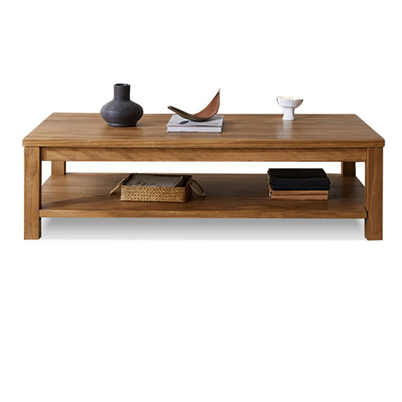 Brown Solid Wood Rectangular Coffee Table, 17.72" H x 55.12" L x 23.62" W