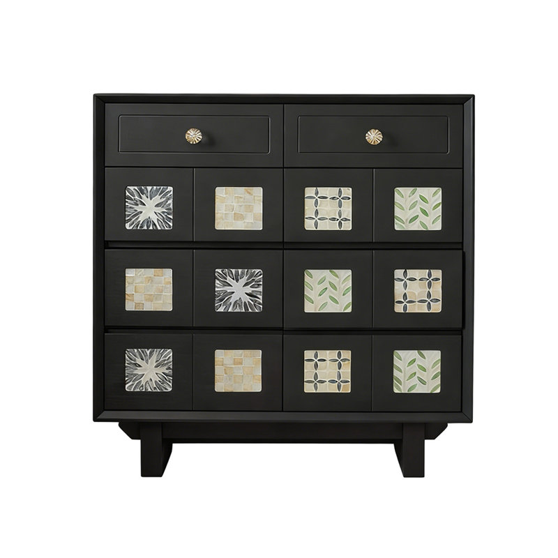 Retro Black Solid Wood Accent Cabinet