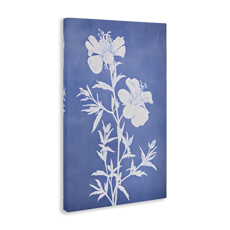 "Blue Cerulean Florals", art mural sur toile par Petals Prints Design, H 24 po x l 16 po