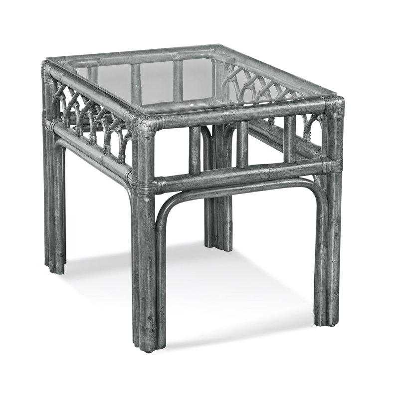 Edgewater Glass Top End Table, Nickel