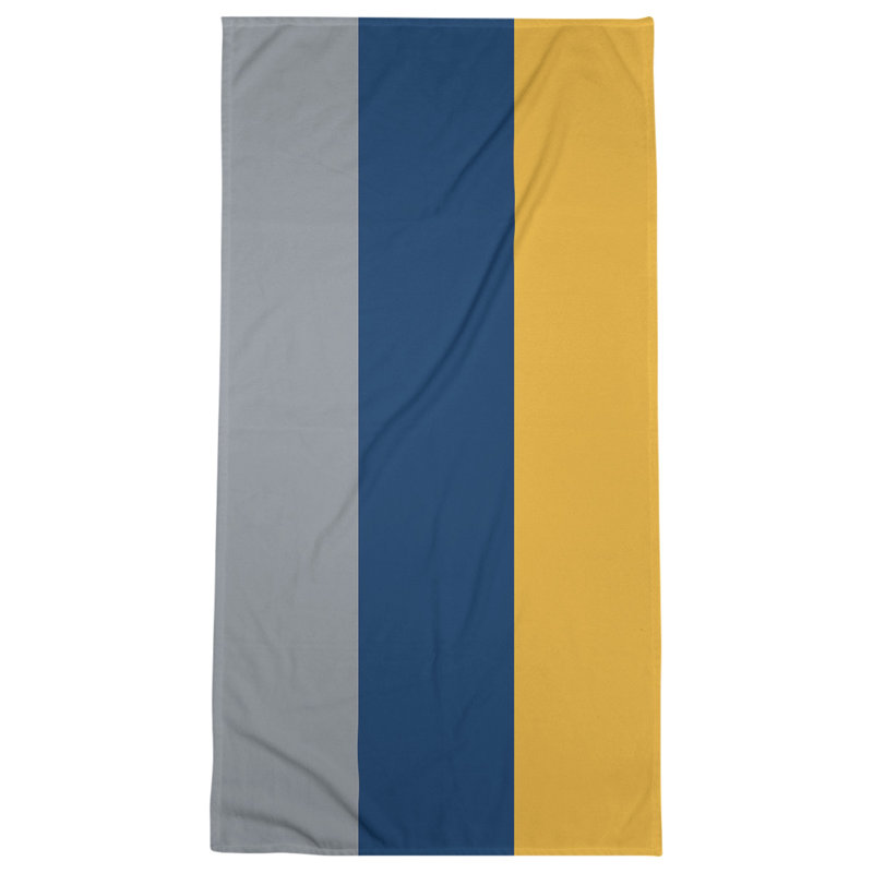 Lightweight Bath Towel, Silver/Navy Blue/Gold, Poly/Cotton