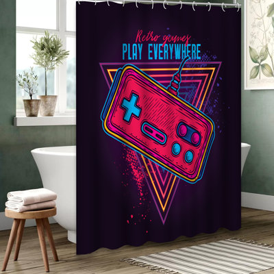Rideau de douche rétro avec 12 crochets