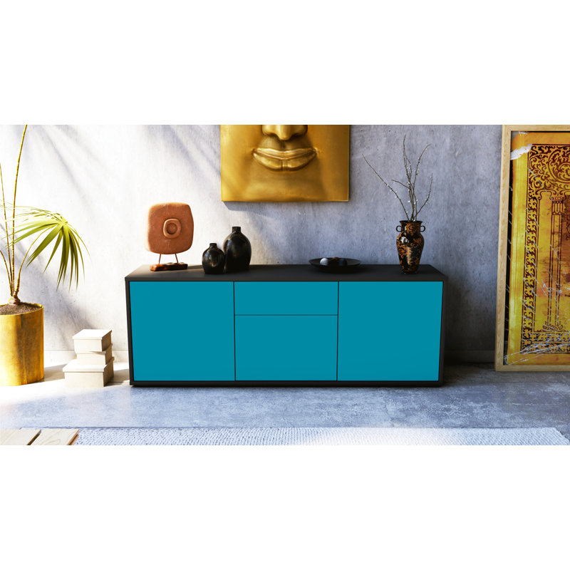 Wymore TV Stand, Turquoise / Matte Anthracite