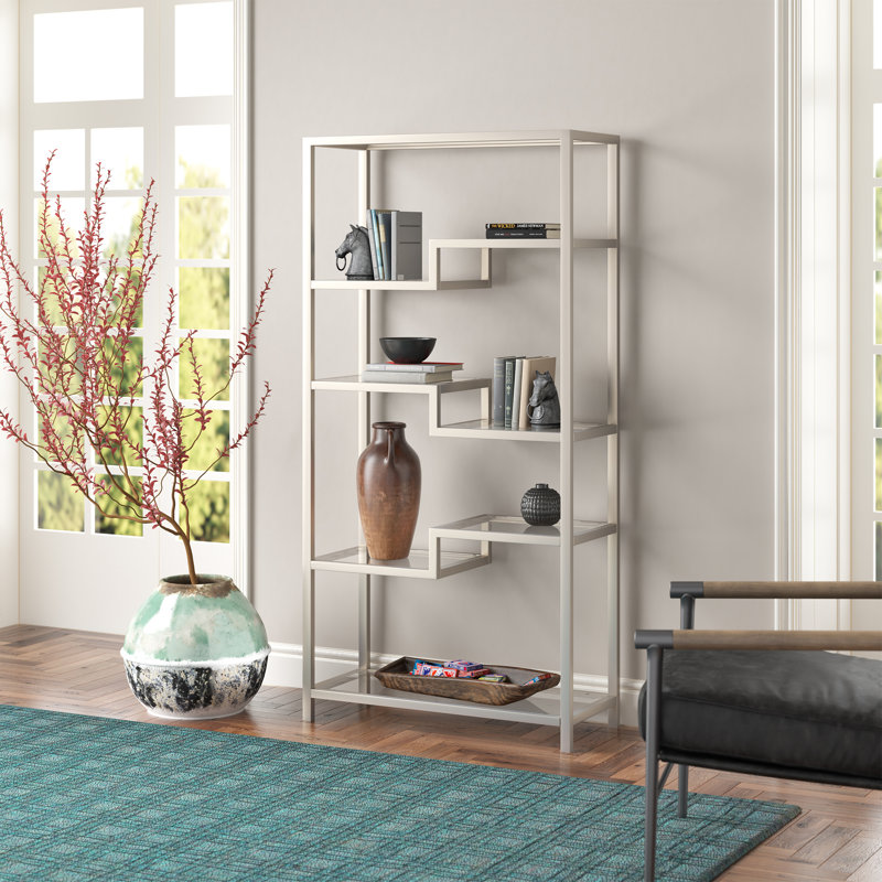 172.7cm H x 86.3cm W Steel Standard Bookcase, Satin Nickel