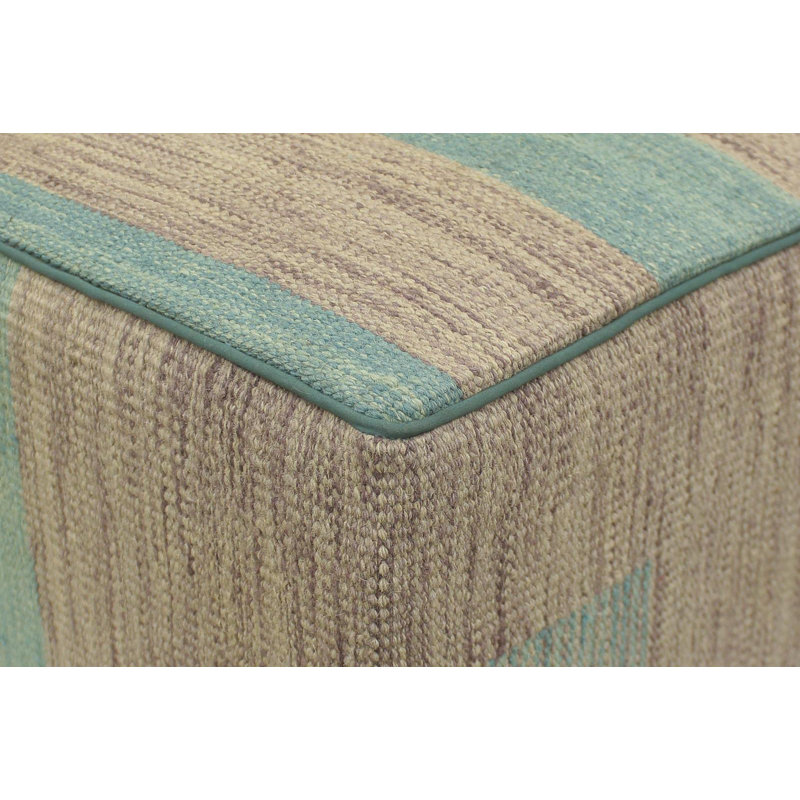 Aprea Upholstered Ottoman, Purple/Green Wool