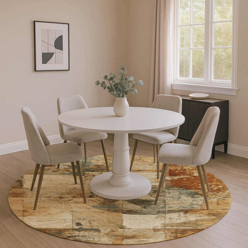 Premium Machine Washable Jakiyra AMF1905 Global Rug, Round 8'