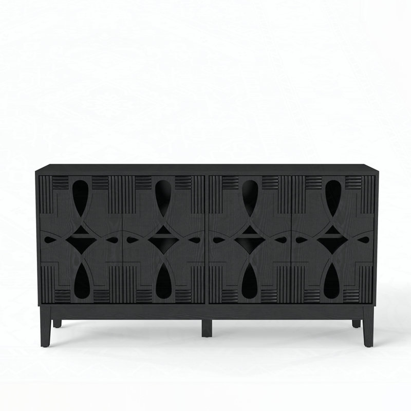 Console avec armoire de rangement, Noir