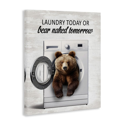 Bear Naked Funny Laundry Canvas, design by Lettered and Lined