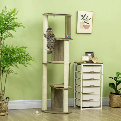 Arbre à chat d'angle moderne de 65 po Pawhut