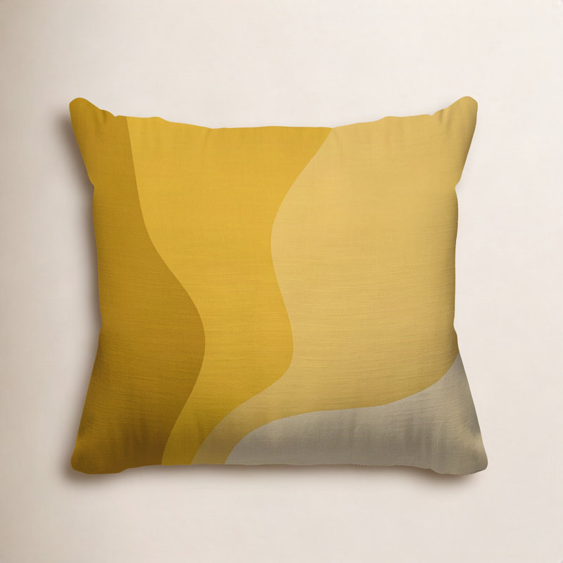 Bunko Ombre Outdoor Reversible Throw Pillow, 19" x 19", Mustard, Square