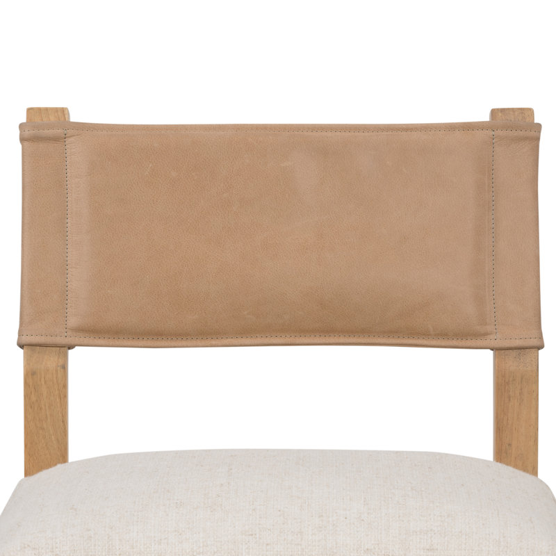 Side Chair in Charcoal, Polyester/Leather Winchester Beige, Natural