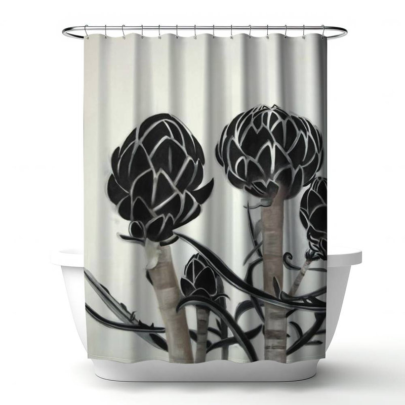 Floral – Polyester Shower Curtain, Dye Sublimation Print, 71" W × 74" L