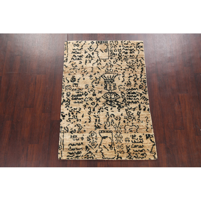 Tapis unique en jute noué à la main 3 pi 11 po x 5 pi 9 po New Age