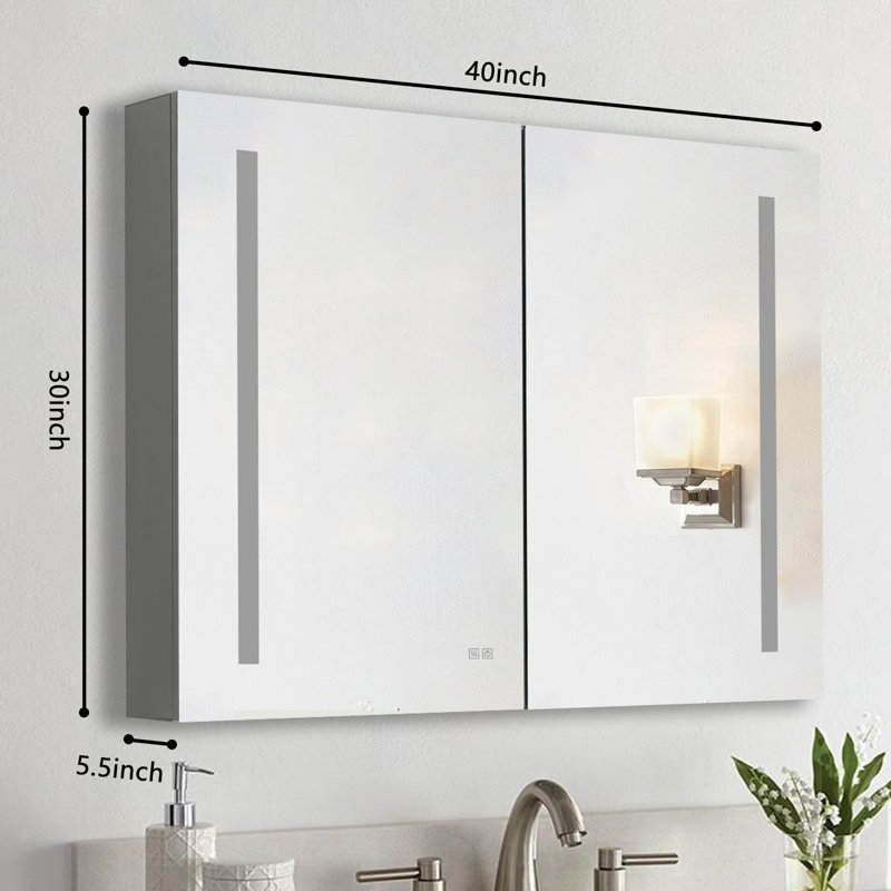 Armoire à pharmacie sans cadre avec miroir et 3 tablettes réglables l 40 po x H 30 po Navaeha