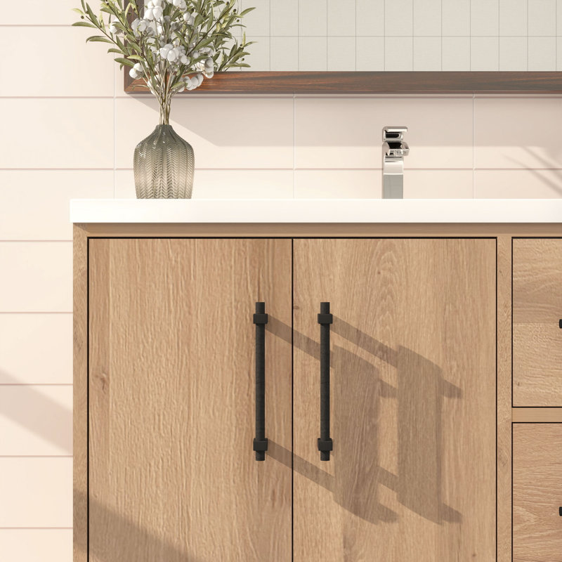 Meuble-lavabo simple 35,4 po avec dessus Victoria, Chêne rouge